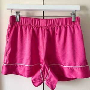 Victoria's Secret Pink Satin Pajama Shorts with Sparkly V Emblem & Polka Dots